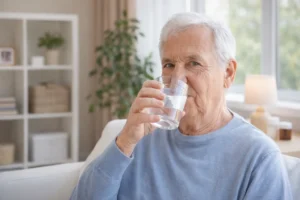 Tête penchée du senior
