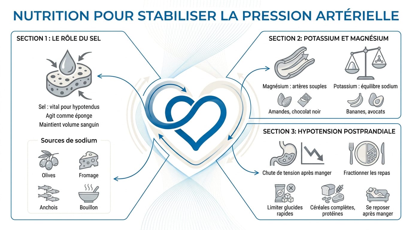 Sélection d'aliments sains comme des olives, du fromage et des fruits pour réguler la pression artérielle
