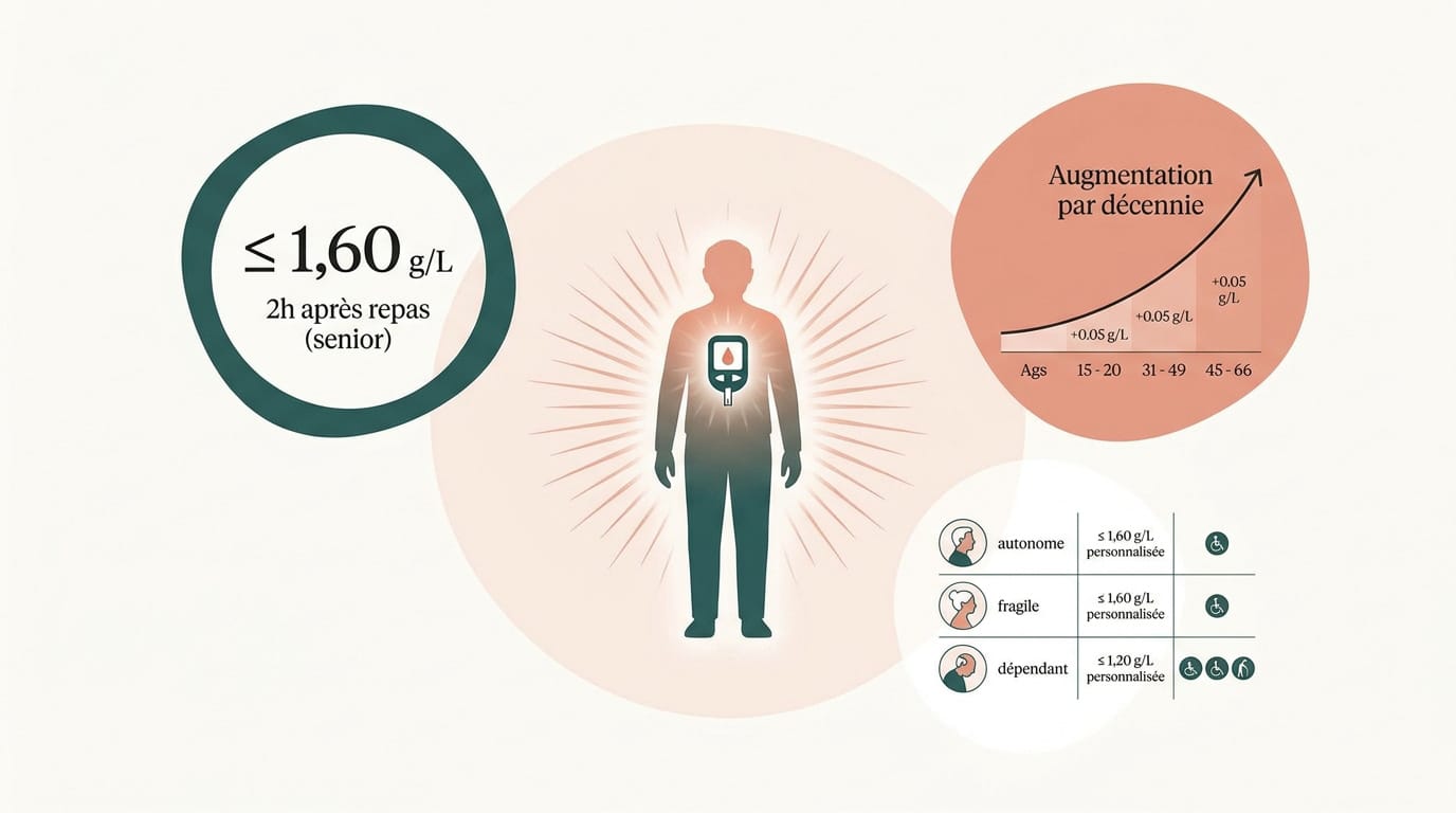 Tableau récapitulatif des taux de glycémie normale pour les seniors après un repas