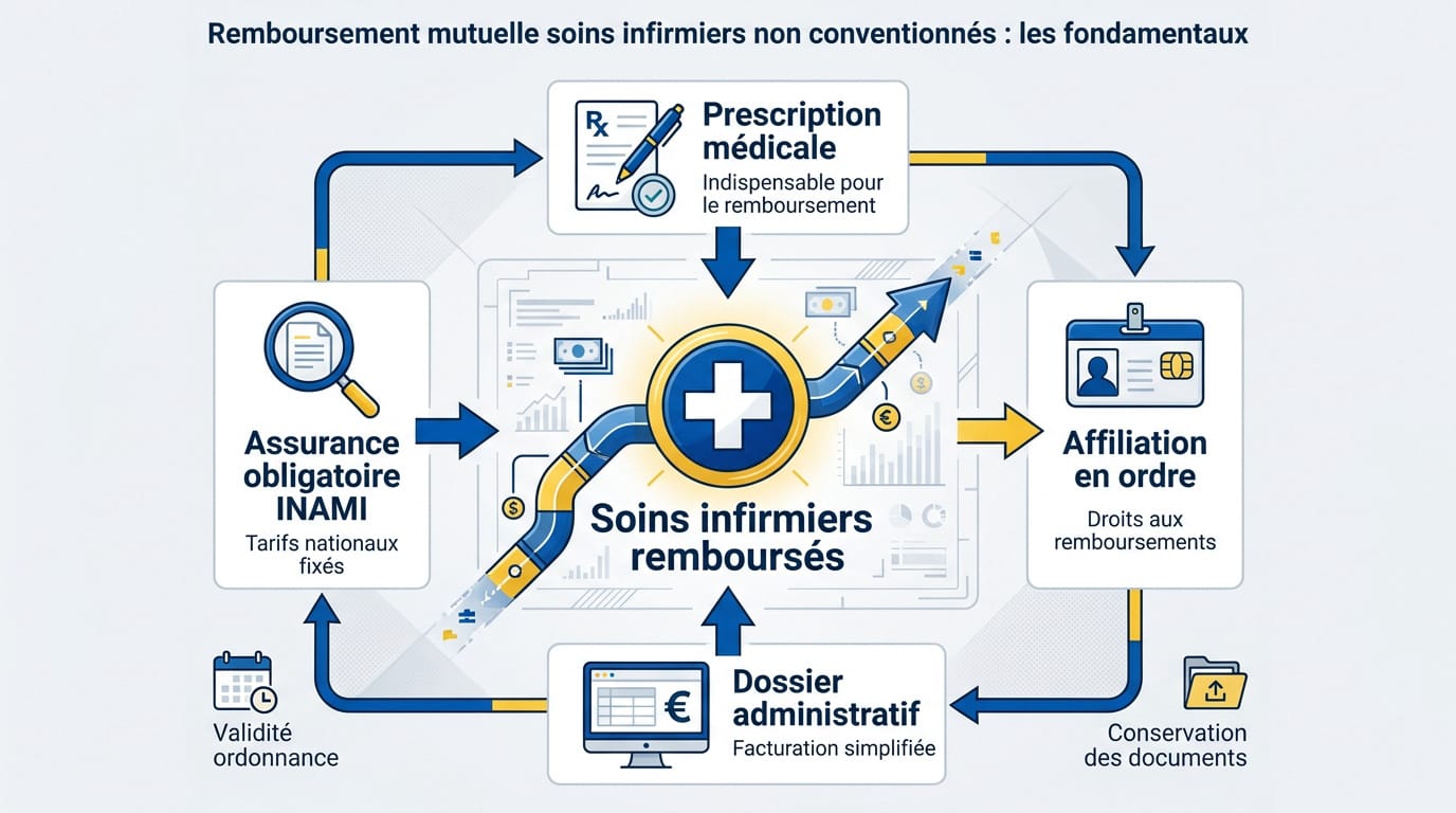 Schéma explicatif du processus de remboursement des soins infirmiers en Belgique