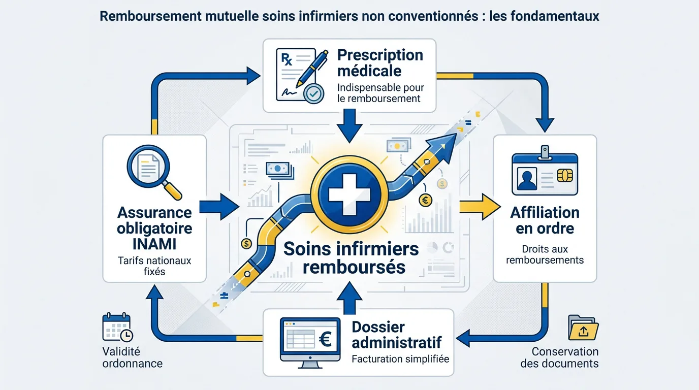 Schéma explicatif du processus de remboursement des soins infirmiers en Belgique